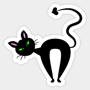 Black Cartoon Cat Sticker
